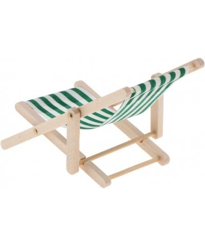 1:12 Scale Wooden Lounge Chair Miniature Dollhouse Foldable Wooden Beach Chair Chaise Longue Toys Dolls House Furniture Acces...