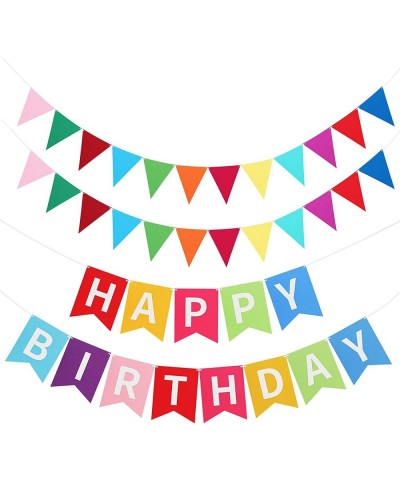 Happy Birthday Banner Colorful Happy Birthday Bunting Garland 2 Felt Fabric Pennant Banners Happy Birthday Party Decorations ...