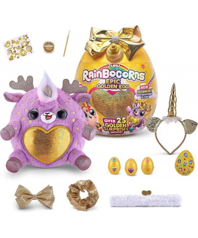 Epic Golden Egg by ZURU (Reindeer) Girls Toy Includes Stuffed Animal with 25+ Golden Surprises with Rings Stickers Bows and M...