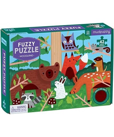 Woodland Fuzzy Puzzle 42 Chunky Pieces 15”x11” – for Ages 3+ - Woodland Animals Puzzle with Soft Embellishments Throughout – ...