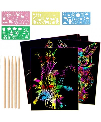 Scratch Art Paper Set 30 Piece(7.2IN x 5IN) Rainbow Magic Scratch Paper Craft Kit for Kids Black Scratch Off Art Crafts Notes...