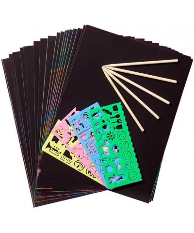 Scratch Art Paper Set 30 Piece(7.2IN x 5IN) Rainbow Magic Scratch Paper Craft Kit for Kids Black Scratch Off Art Crafts Notes...