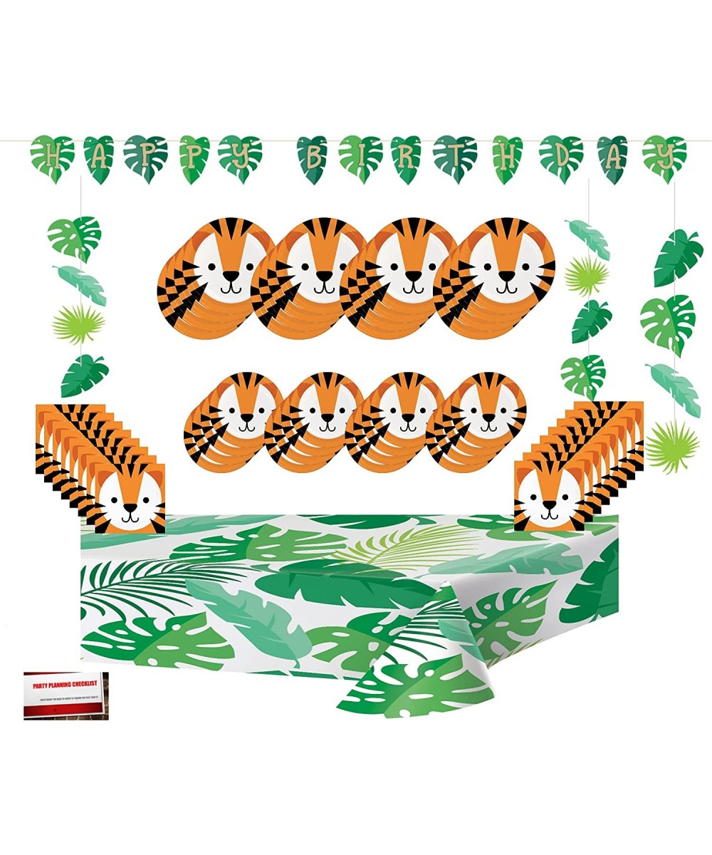 Tiger Jungle Forest Animal Premium Deluxe Birthday Party Supplies Decorations Ultimate Jumbo Bundle Pack for 16 Guests (Plus ...