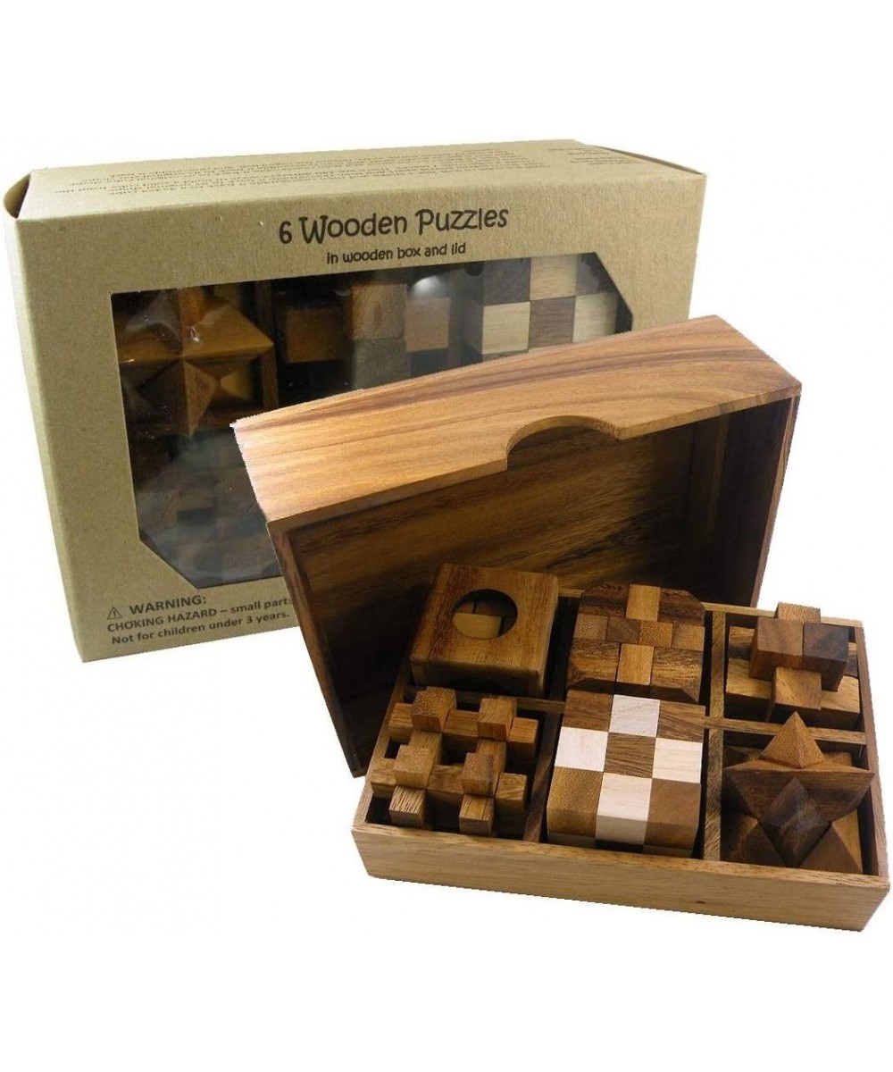 6 Wooden Puzzle Gift Set in A Wood Box - 3D Unique IQ Puzzles $51.69 Brain Teaser Puzzles