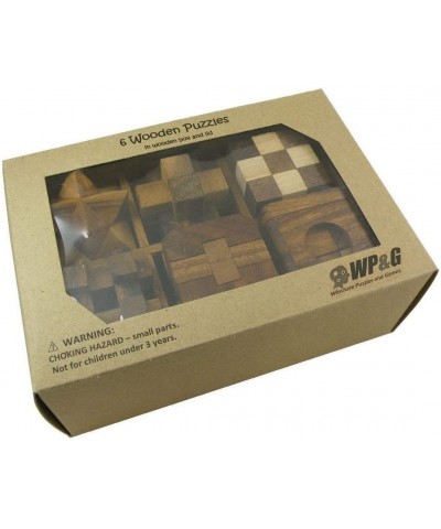 6 Wooden Puzzle Gift Set in A Wood Box - 3D Unique IQ Puzzles $51.69 Brain Teaser Puzzles