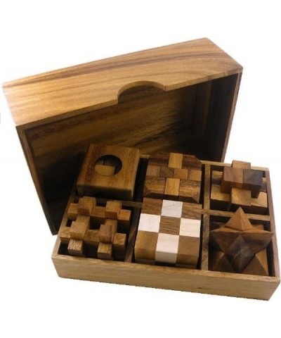 6 Wooden Puzzle Gift Set in A Wood Box - 3D Unique IQ Puzzles $51.69 Brain Teaser Puzzles