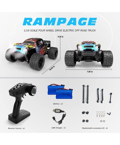 RC Cars RC Trucks for Kids Adults 1:18 Scale 38km/h 4WD High Speed Remote Control Car 2.4 Ghz All Terrain Remote Control Mons...