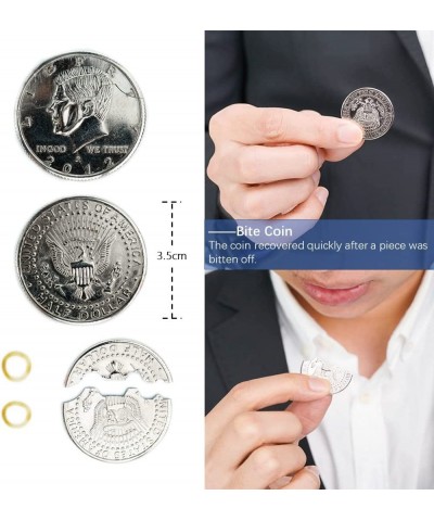 Magic Tricks Kit Including 4 Classic Tricks - Bite Coin Bite Cookies Disappearing Silk Fake Thumb Tip Magic Ring Chains for S...