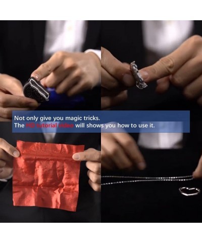 Magic Tricks Kit Including 4 Classic Tricks - Bite Coin Bite Cookies Disappearing Silk Fake Thumb Tip Magic Ring Chains for S...