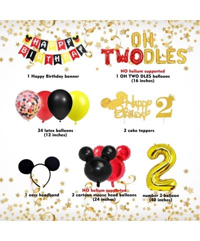 Cartoon Mouse Theme 2nd Birthday Party Decoration Set - Oh Twodles Second Birthday for Boy Cartoon Mouse Balloon Happy Birthd...