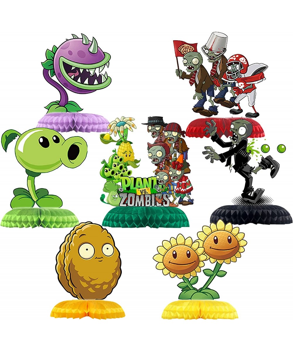 Plants vs Zombies Birthday Party Supplies 7Pcs Game Theme Honeycomb Centerpieces Table Toppers Photo Booth Props 3D Double Si...