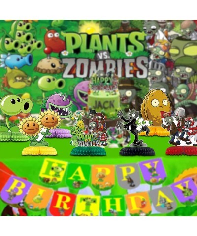 Plants vs Zombies Birthday Party Supplies 7Pcs Game Theme Honeycomb Centerpieces Table Toppers Photo Booth Props 3D Double Si...