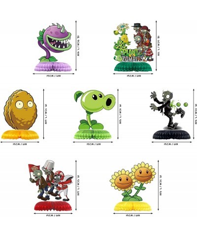 Plants vs Zombies Birthday Party Supplies 7Pcs Game Theme Honeycomb Centerpieces Table Toppers Photo Booth Props 3D Double Si...