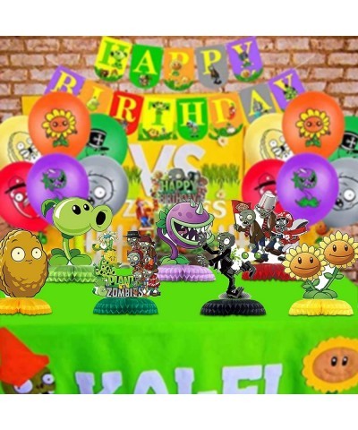 Plants vs Zombies Birthday Party Supplies 7Pcs Game Theme Honeycomb Centerpieces Table Toppers Photo Booth Props 3D Double Si...