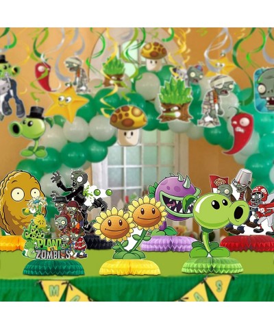 Plants vs Zombies Birthday Party Supplies 7Pcs Game Theme Honeycomb Centerpieces Table Toppers Photo Booth Props 3D Double Si...