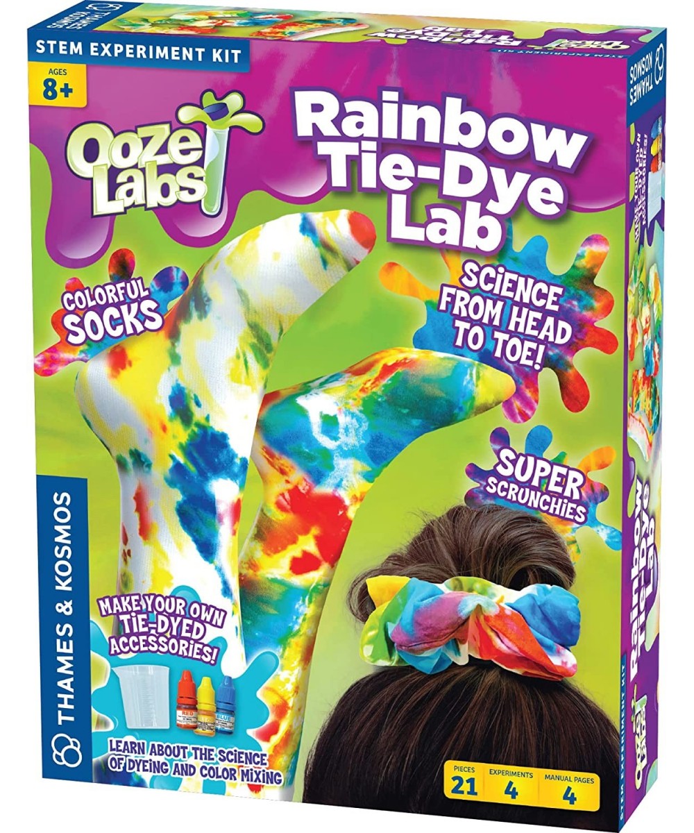 Ooze Labs Rainbow Tie-Dye Lab STEM Experiment Activity Kit | Design & Make Your Own Tie-Dye Socks & Scrunchies | Explore The ...