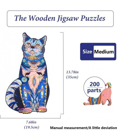 Wooden Jigsaw Puzzles for Adults Cat Wood Unique Animal Shaped Puzzles Gift (M Cat) $41.26 Jigsaw Puzzles