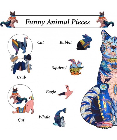 Wooden Jigsaw Puzzles for Adults Cat Wood Unique Animal Shaped Puzzles Gift (M Cat) $41.26 Jigsaw Puzzles