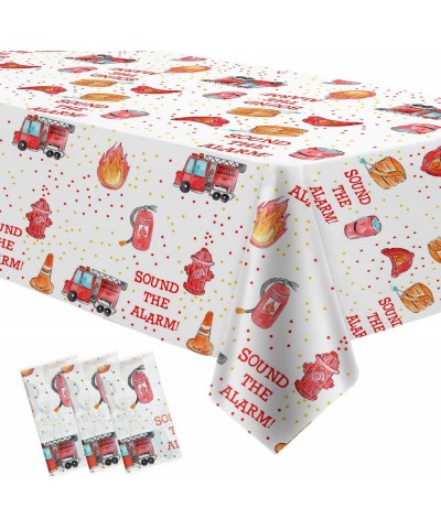 Fire Truck Birthday Party Tablecloth Supplies - Disposable Firefighter Party Table Cover Decorations Firetruck Fireman Theme ...