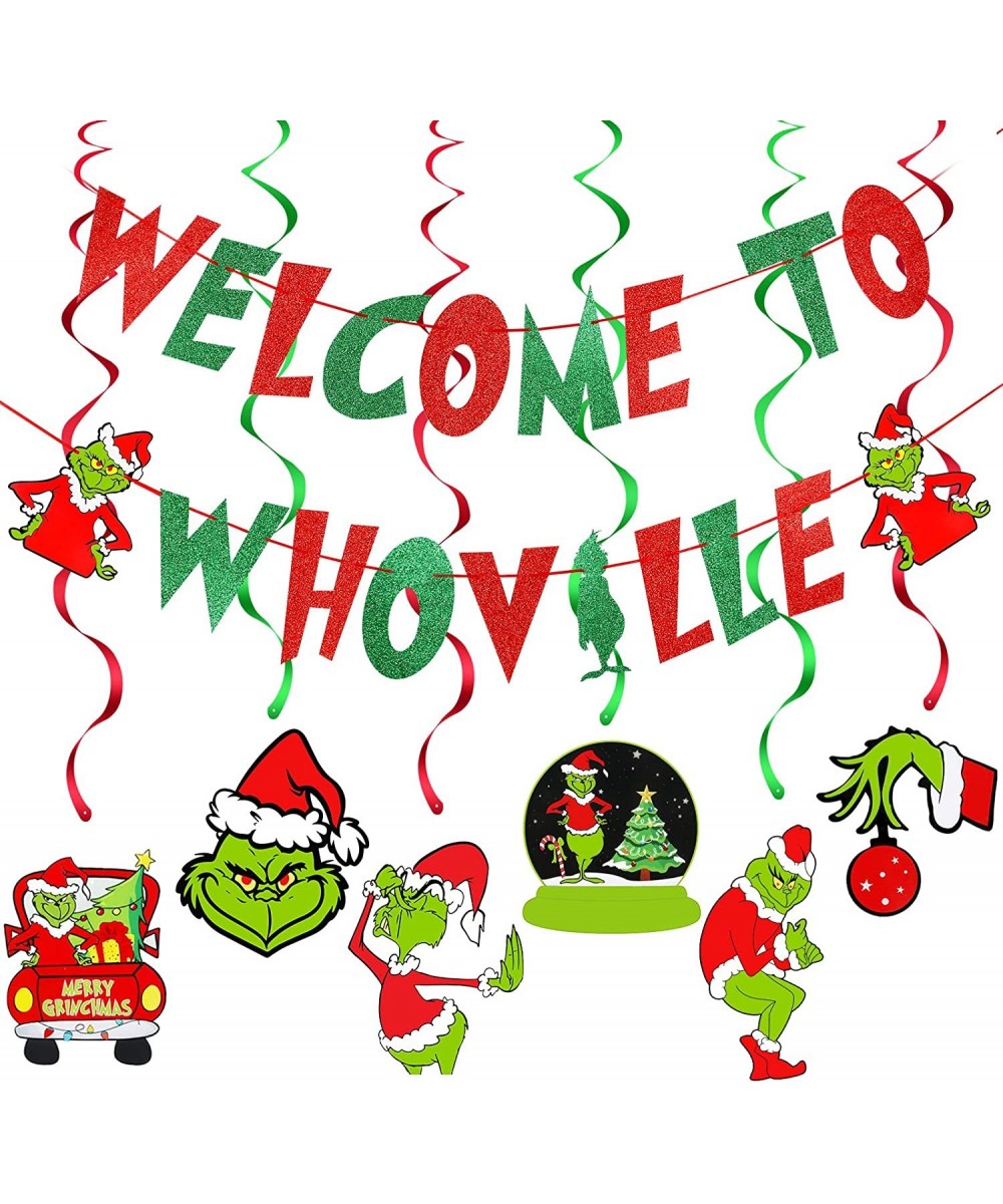 Welcome To Whoville Banner Red Green Whoville Christmas Decorations Grinch Whoville Decorations Grinch Christmas Decorations ...