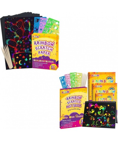 Gifts for 3-12 Year Old Girls Boys - Rainbow Scratch Notebooks Arts Crafts Supplies Set Color Drawing Paper Kit for Kids Birt...