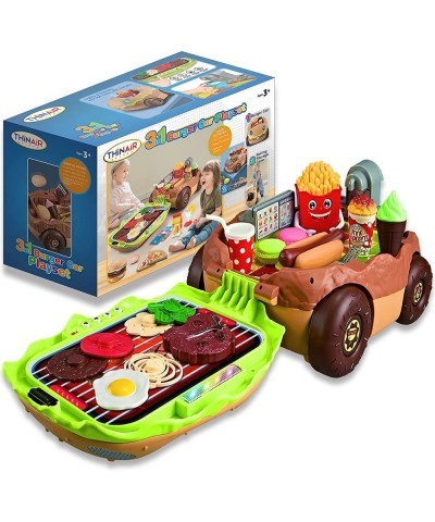 Burger Car Kids’ Kitchen Playset: 3 Pretend Play Toys in 1 with Fun Lights & Sounds Includes Burger-Shaped Toy Car Toy Food T...