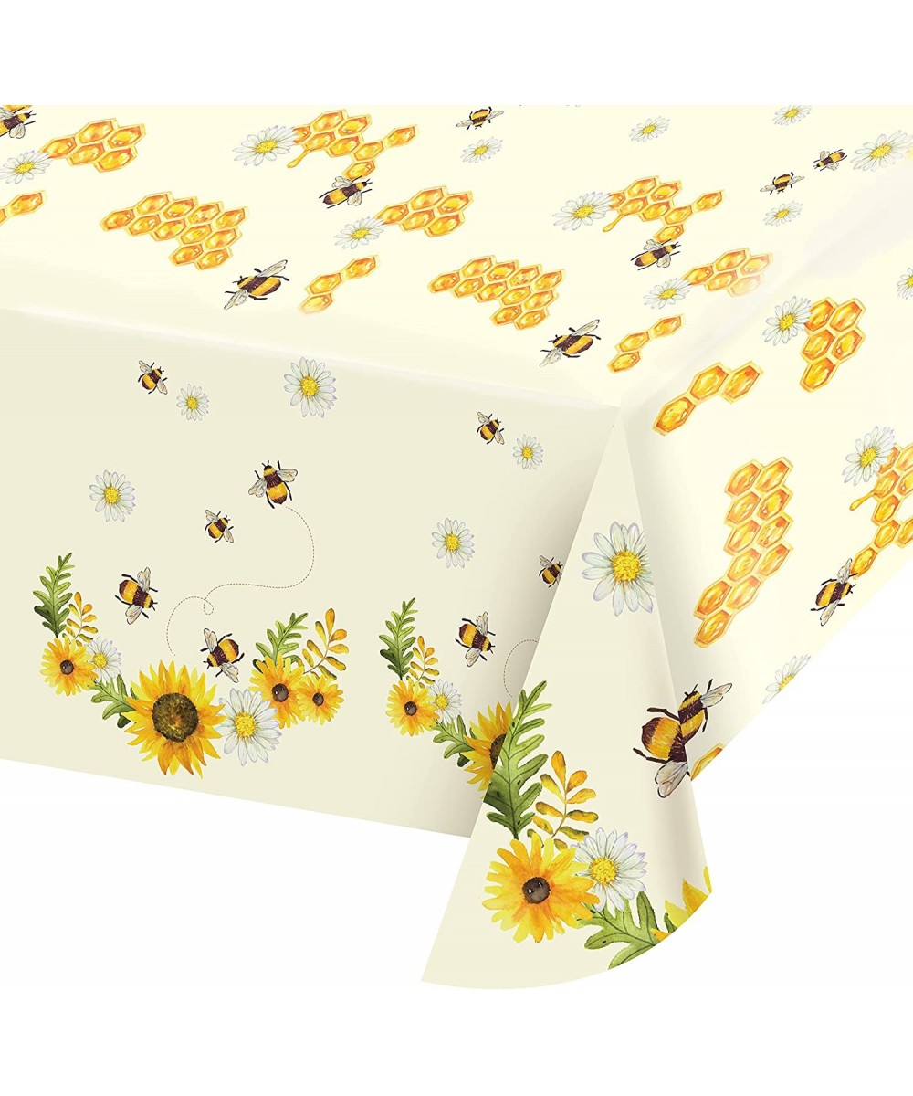 Bee Tablecloth - Plastic Jumbo Table Cover (108" x 54") with Colorful Honeybee Design | Ideal for Kids Birthday Baby Shower G...