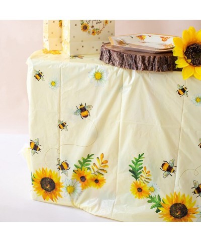 Bee Tablecloth - Plastic Jumbo Table Cover (108" x 54") with Colorful Honeybee Design | Ideal for Kids Birthday Baby Shower G...