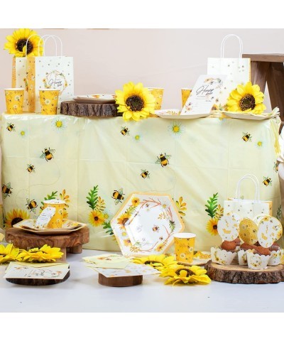 Bee Tablecloth - Plastic Jumbo Table Cover (108" x 54") with Colorful Honeybee Design | Ideal for Kids Birthday Baby Shower G...