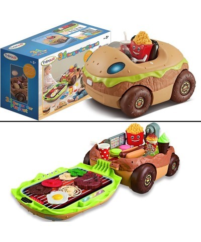 Burger Car Kids’ Kitchen Playset: 3 Pretend Play Toys in 1 with Fun Lights & Sounds Includes Burger-Shaped Toy Car Toy Food T...