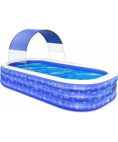 Inflatable Swimming Pool for Kids and Adults Full-Sized Family Kiddie Blow up Swim Pools with Canopy Portable Backyard Summer...