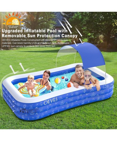 Inflatable Swimming Pool for Kids and Adults Full-Sized Family Kiddie Blow up Swim Pools with Canopy Portable Backyard Summer...