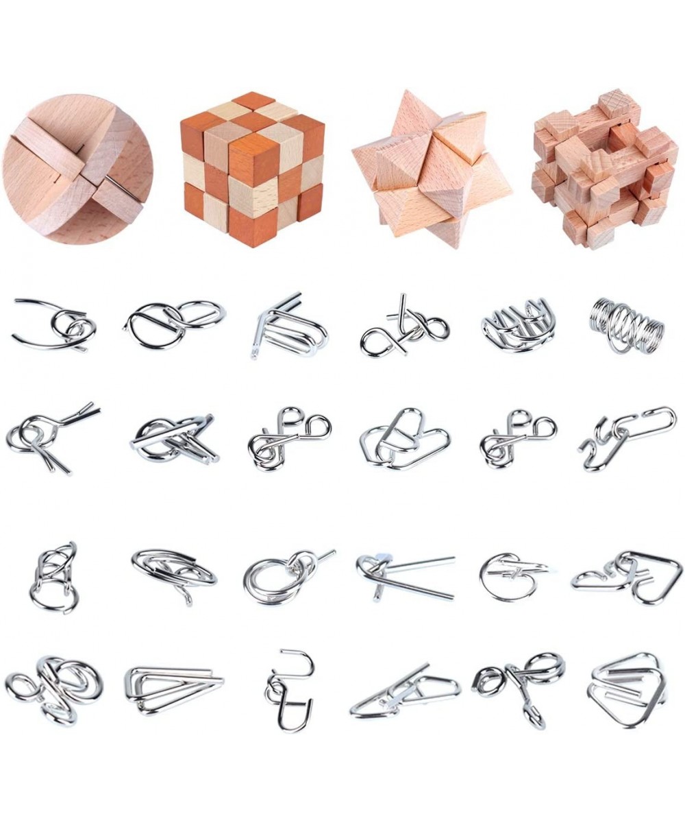 Brain Teaser Puzzle for Kids Adults Puzzle Games Wooden and Metal 3D Unlock Interlocking Puzzle Educational Toy 28Pcs $49.15 ...