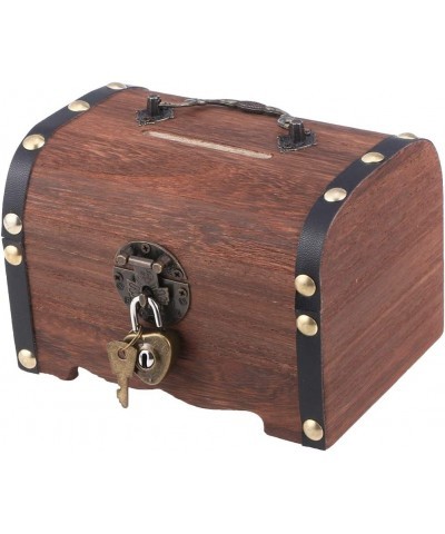 Wooden Vintage Coin Box with Lock Retro Treasure Storage Box Saving Box Case for Children $39.71 Kids' Money Banks