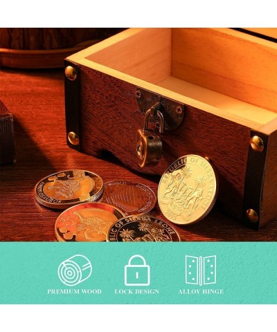 Wooden Vintage Coin Box with Lock Retro Treasure Storage Box Saving Box Case for Children $39.71 Kids' Money Banks