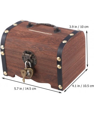 Wooden Vintage Coin Box with Lock Retro Treasure Storage Box Saving Box Case for Children $39.71 Kids' Money Banks