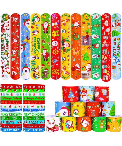 72pcs Christmas Slap Bracelets Silicone Bracelets Bulk Party Favors Toys for Kids Xmas Party Favors Christmas Stocking Stuffe...