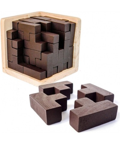 Wooden Brain Teaser Puzzle Cube Wooden Puzzles T-Shaped Jigsaw Logic Puzzle Educational Toy for Kids and Adults (Wine) $19.67...