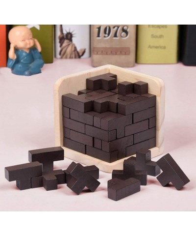 Wooden Brain Teaser Puzzle Cube Wooden Puzzles T-Shaped Jigsaw Logic Puzzle Educational Toy for Kids and Adults (Wine) $19.67...