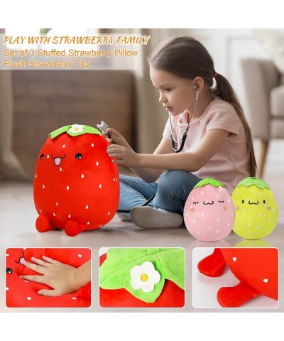 3Pcs Adorable Plush Strawberry Pillow Toys 16'' and 8'' Stuffed Plushies Toy Doll Soft Cute Fruit Plush Throw Pillows Hugging...