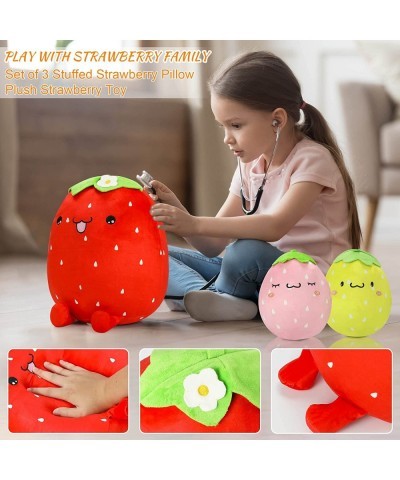 3Pcs Adorable Plush Strawberry Pillow Toys 16'' and 8'' Stuffed Plushies Toy Doll Soft Cute Fruit Plush Throw Pillows Hugging...