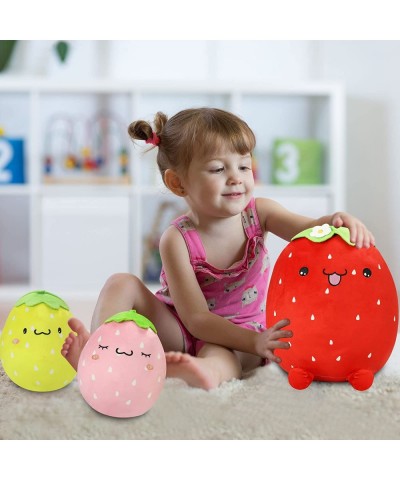 3Pcs Adorable Plush Strawberry Pillow Toys 16'' and 8'' Stuffed Plushies Toy Doll Soft Cute Fruit Plush Throw Pillows Hugging...