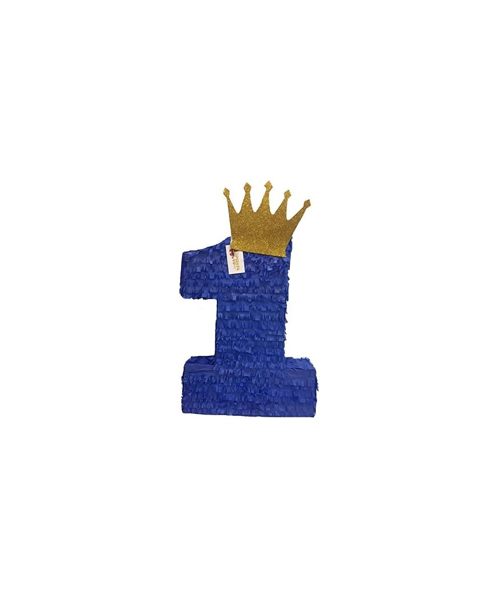 Large 20" Royal Blue & Gold Crown Number One Pinata First Birthday Party Supplies Prince Themed Birthday Decoration $64.79 Pi...