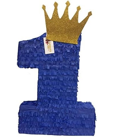 Large 20" Royal Blue & Gold Crown Number One Pinata First Birthday Party Supplies Prince Themed Birthday Decoration $64.79 Pi...