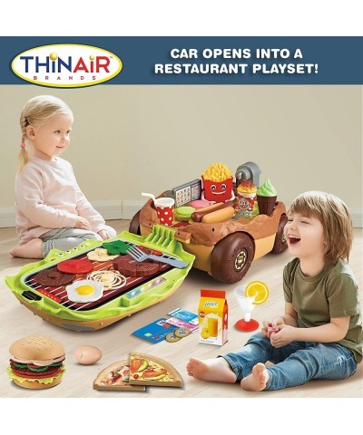 Burger Car Kids’ Kitchen Playset: 3 Pretend Play Toys in 1 with Fun Lights & Sounds Includes Burger-Shaped Toy Car Toy Food T...