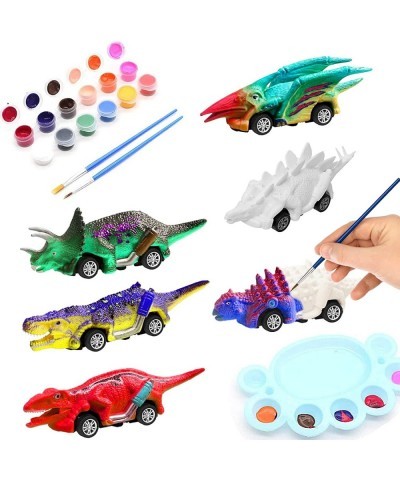 6 Pack Painting Dinosaur Pull Back Car Toys Arts and Crafts for Kids Age 3-12 DIY Dinosaur Painting Kits for Boys Girls Kids ...