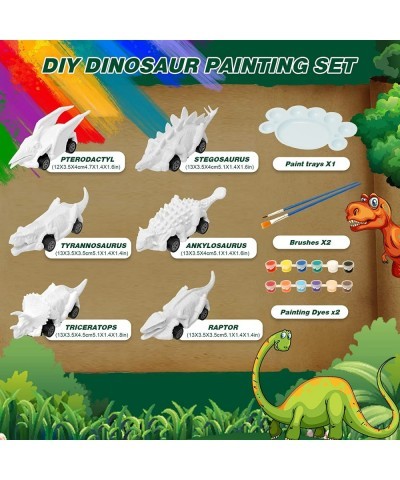 6 Pack Painting Dinosaur Pull Back Car Toys Arts and Crafts for Kids Age 3-12 DIY Dinosaur Painting Kits for Boys Girls Kids ...