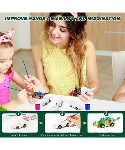 6 Pack Painting Dinosaur Pull Back Car Toys Arts and Crafts for Kids Age 3-12 DIY Dinosaur Painting Kits for Boys Girls Kids ...