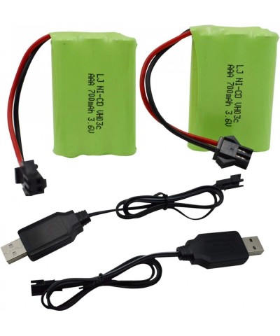 2 Pack 3.6V 700mAh AAA Re-Chargeable Battery Pack with SM-2P Connector Plug and USB Charger Cable for RC Battle Bumper Cars a...