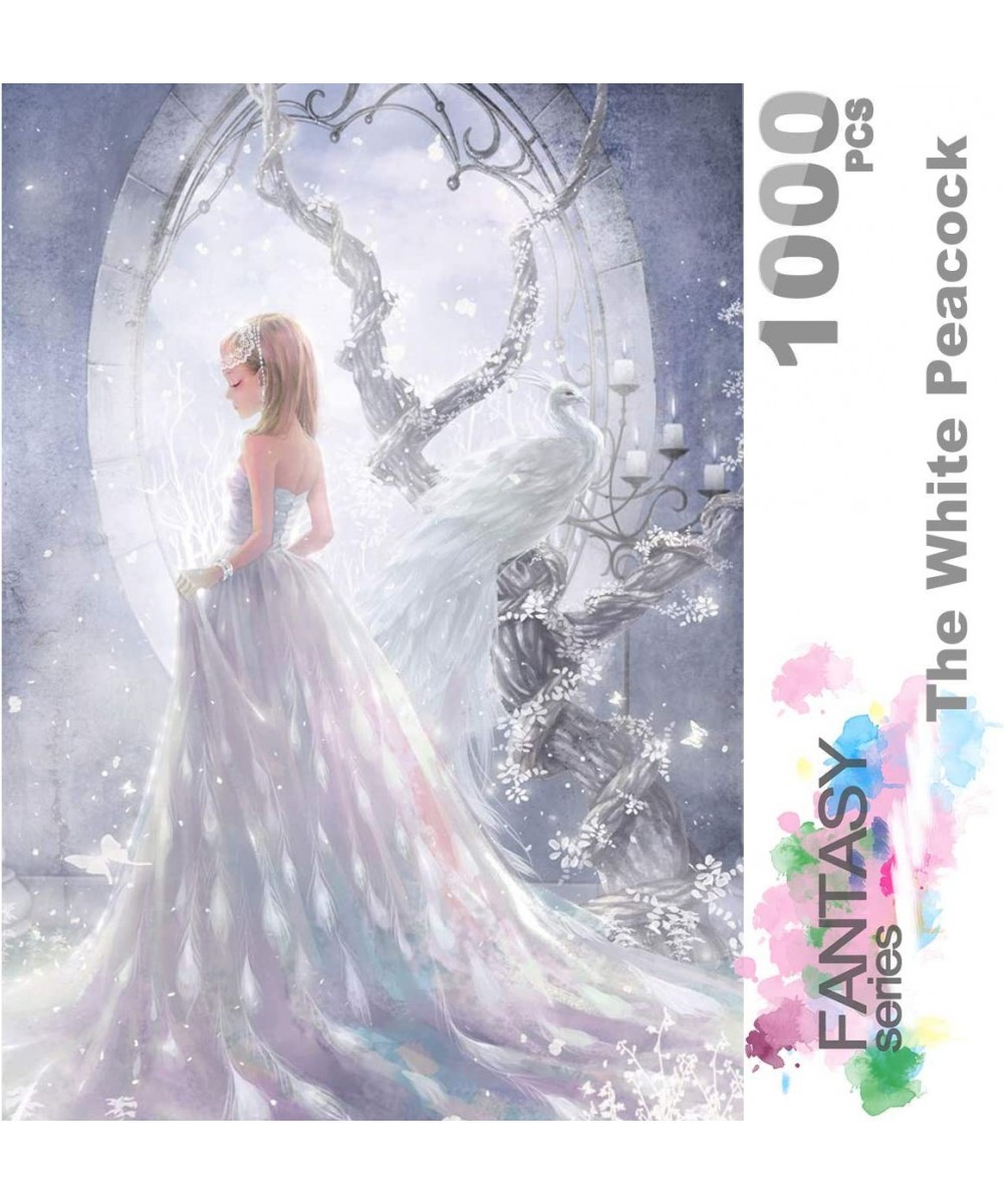 Ingooood- Jigsaw Puzzle 1000 Pieces for Adult- Fantasy Series- The White Peacock_IG-0368 Entertainment Wooden Puzzles Toys $3...